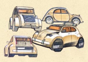 La Citroneta vuelve al papel: los bocetos que dieron vida al Citroën 2 CV Concept